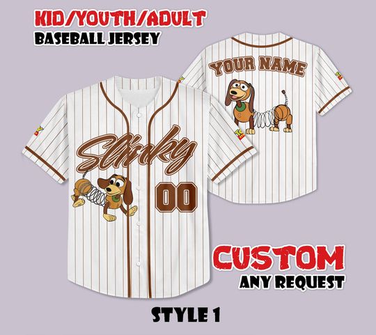 Custom Slinky Dog Toy Story Baseball Jersey, Disney Toy Story Shirt, Personalized Disney Slinky Dog Jersey, Slinky Dog Fan Gifts