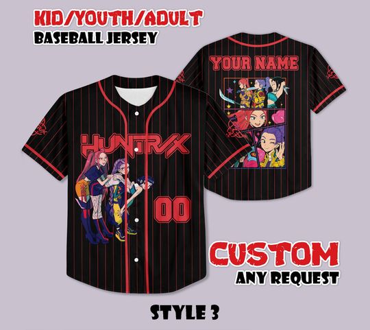 Discover Custom Huntrix Birthday Girl Baseball Jersey, Huntrix Birthday Shirt, Personalized Kpop Demon Hunter Birthday, Gift for Huntrix fan