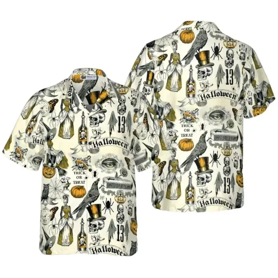 Discover Trickery Halloween Pattern Hawaiian Shirt Aloha Shirt For Men and Women
