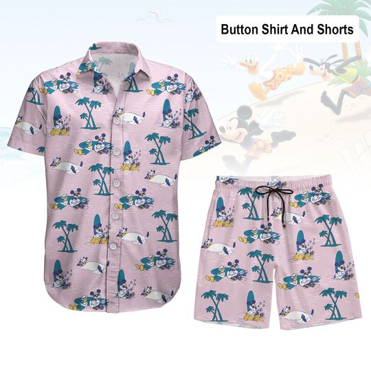 Mickey And Friend Button Shirt, Mickey Mouse Hawaiian Shirt, Mickey Donald Goofy Aloha Shirt, Disney Summer Hawaii Shirt, Beach Shorts