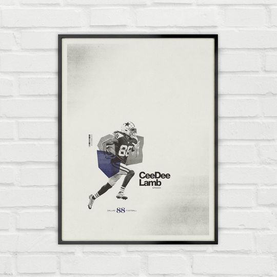 CeeDee Lamb Dallas Cowboys Poster Minimalist Football Wall Art