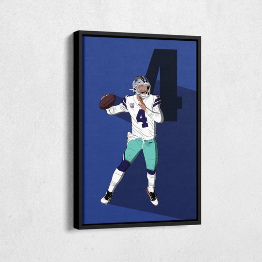 Dak Prescott Dallas Cowboys Football Canvas Wall Art Poster for Kids Room Home Decor