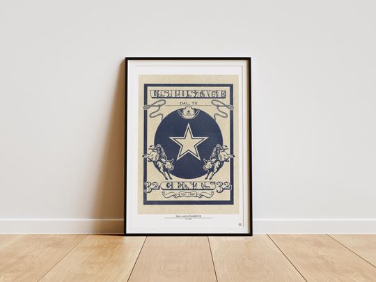 Discover Retro Football Postal Print - Dallas Cowboys Vertical Poster