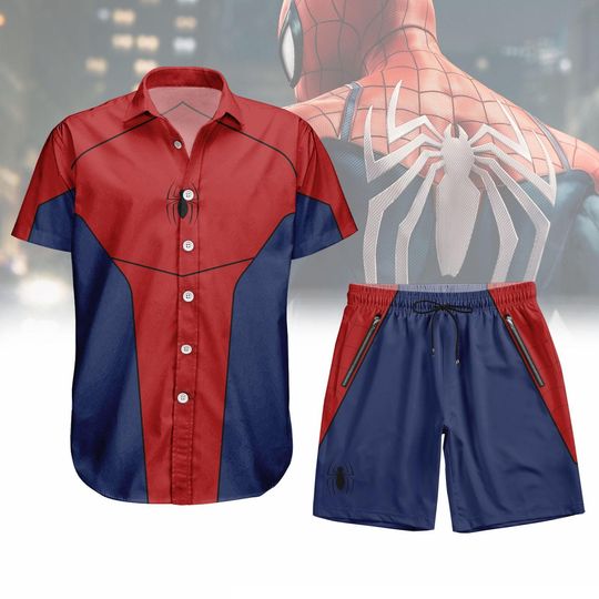 Discover Spider-Man Button Shirt, Men Shorts, Spiderman Cosplay Costume, Spider Man Hawaiian Shirt, Spidey Shirt, Superhero Shirt, Cartoon Shirt