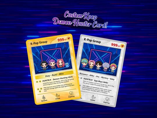 Hand-Painted HUNTR/X K-Pop Card, Custom Fan Artwork, K-Pop Group Collectible, HUNTR/X Fan Keepsake, Original Fan Card, Card for HUNTR/X Fans