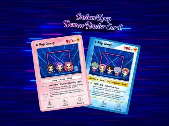 Custom K-Pop Demon Hunter Card, Personalized HUNTR/X Cards, Hand-Painted K-Pop Group Card as Special Gifts, Original Game Cards, Fans Card