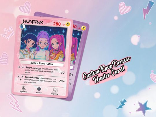 Personalized HUNTRX KPop Demon Hunter CardCustom Anime-Style KPop Group Collectible, Unique Fan Keepsake,Birthday Gift for KPop Enthusiasts