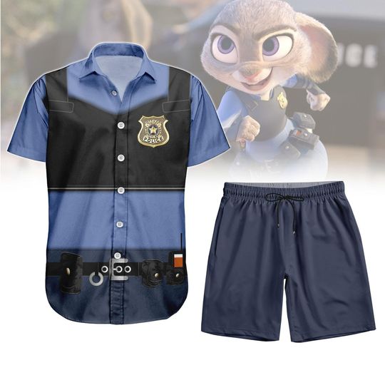 Discover Judy Hopps Button Shirt, Men Shorts, Disney Zootopia Cosplay Costume, Animal Kingdom, Disneyland Shirt, Disney World, Halloween Gift
