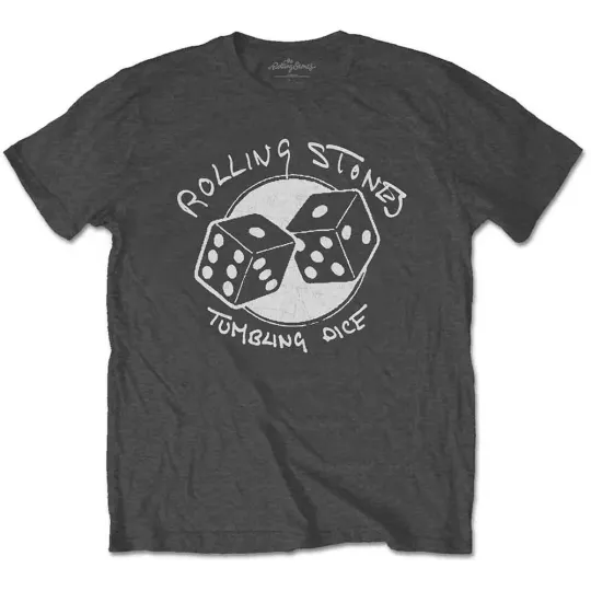 Rolling Stones Tumbling Dice Band Logo T-Shirt Charcoal Grey
