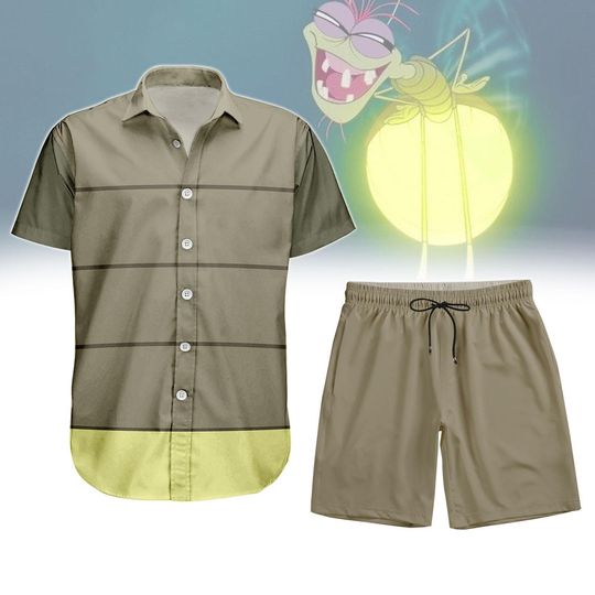 Halloween Ray the Firefly Costume Button Shirt, Men Shorts, The Princess and the Frog Cosplay Shirt, Disney Movie Shirt, Hawaiian Shirt