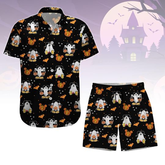 Discover Halloween Mickey Button Shirt, Men Shorts, Cute Ghost Hawaiian Shirt, Disney Shirt, Spooky Season Gift, Disney Trip Shirt,Magic Kingdom