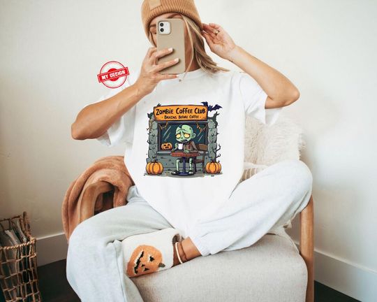 Zombie Coffee Club T-Shirt: Funny Halloween Tee