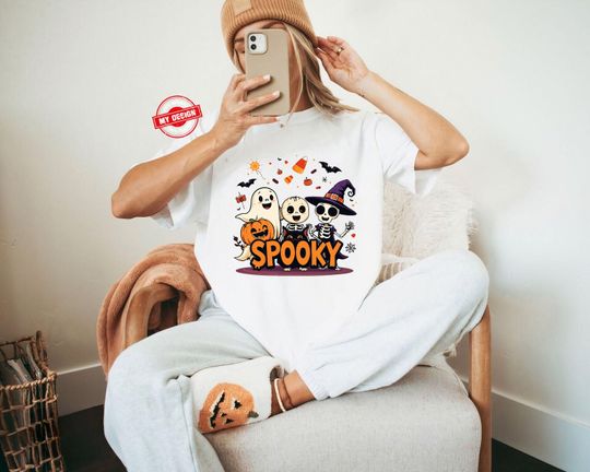 Discover Halloween Reading Tee, Spooky Witch, Ghost & Skeleton Shirt