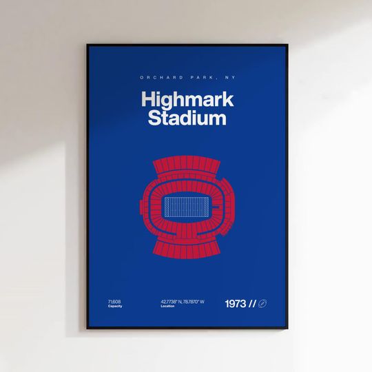 Discover Buffalo Football Poster, Highmark Stadium Print, Mid Century Modern Sports Wall Art (Digital Download)
