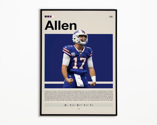 Josh Allen Buffalo Bills Poster - Football Wall Art for Sports Fans