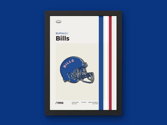 Buffalo Bills Vertical Poster - Minimal Mid Century Modern Wall Art - Football Collection