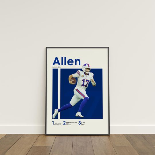 Josh Allen Buffalo Bills Poster Football Wall Art, Premium Matte Vertical Paper