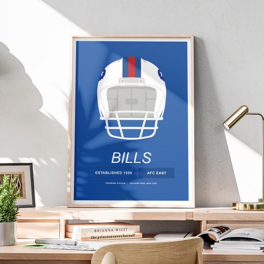 Buffalo Bills Helmet Poster, Football Wall Art, Minimalist Vertical Poster, Office Decor