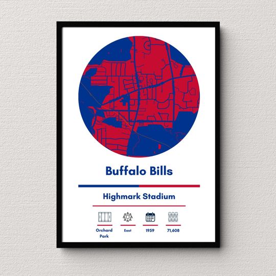 Discover Buffalo Bills Map Poster | Highmark Stadium Print | football Stadium Print | football Dorm Print | Sports Art | Buffalo Bills fan gift