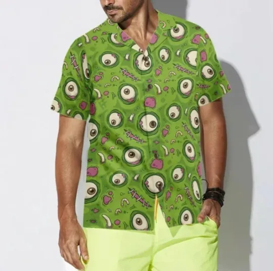 Halloween Hawaiian Shirt, Creepy Halloween Zombie Skin Hawaiian Shirt