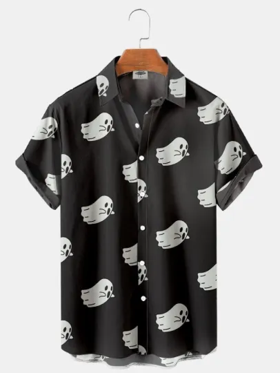 Discover Halloween Little Ghost Print Shirt_1940