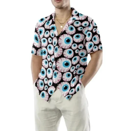 Discover Halloween Hawaiian Shirt, Halloween Creepy Eyeballs Hawaiian Shirt