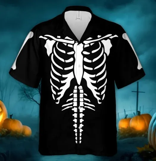 Halloween Scary Skeleton Rib Cage Hawaiian Shirt