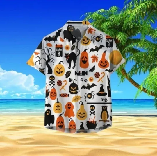 Discover Halloween Hawaiian Shirt - Halloween Animal Pattern Hawaiian Shirt