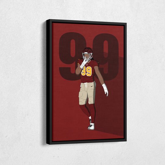 Chase Young Washington Commanders Football Canvas Wall Art Poster, Kids Room Decor