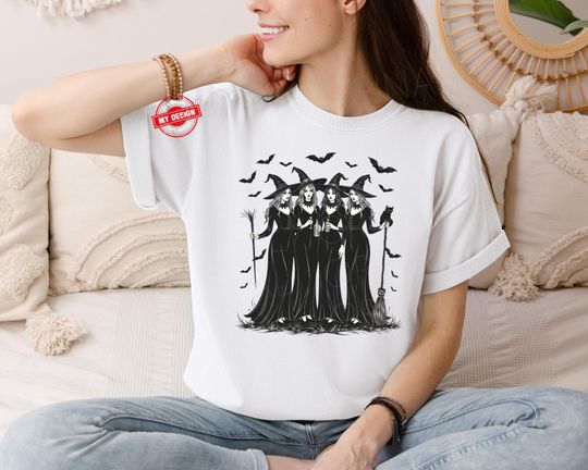 Discover Witchy Sisters T-Shirt, Spooky Halloween Tee