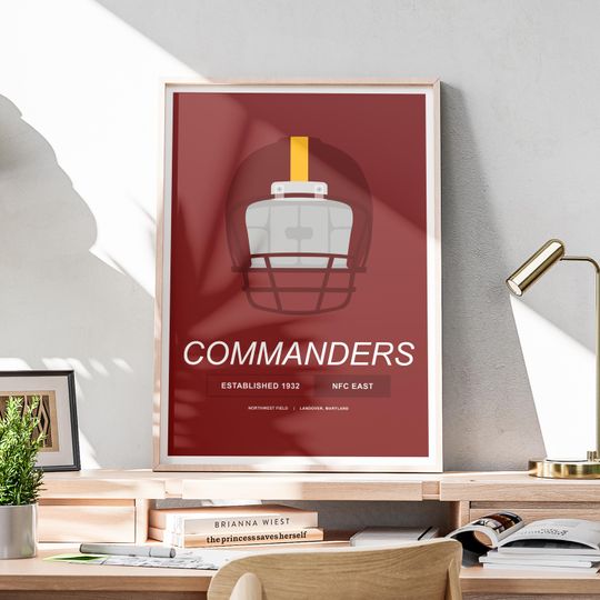 Minimalist Washington Commanders Helmet Poster, Football Wall Art, Man Cave Decor, Vertical Matte Poster