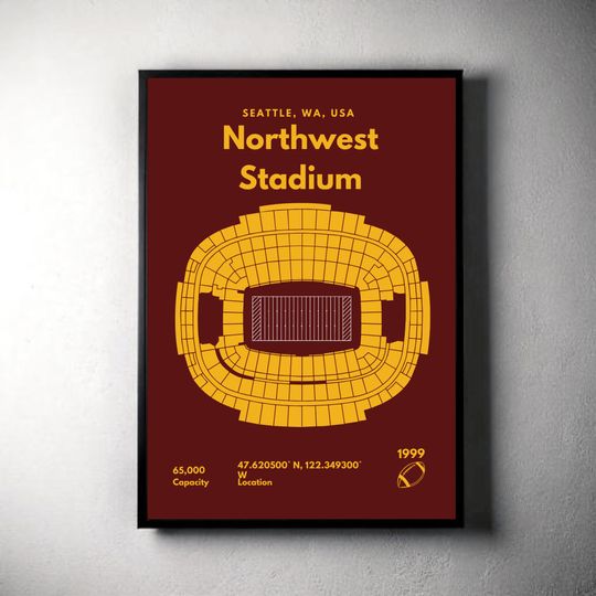 Washington Commanders Stadium Poster - Mid-Century Modern Football Art Digital Download