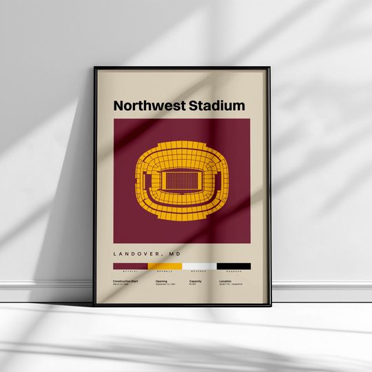 Washington Commanders Poster, Northwest Stadium, Modern Sports Wall Art, Football Print, Minimalist Office Decor
