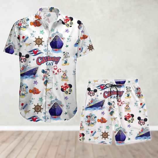 Discover Disney Cruise Button Shirt, Men Shorts, Disneyworld Shirt, Castaway Mickey Mouse Cruise Hawaiian Shirt, Mickey Friends Summer Shirt