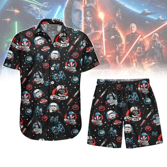 Discover Star Wars Button Shirt, Men Shorts, Disney Hawaiian Shirt, Movie Summer Shirt, Darth Vader Stormtrooper Mandalorian Shirt, Beach Shirt