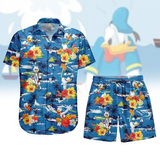 Donald Duck Button Shirt, Men Shorts, Disney Hawaiian Shirt, Donald Movie Cartoon Hawaii Shirt, Disneyland Shirt, Disney World Shirt