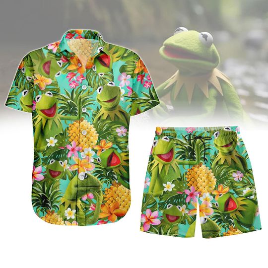 Discover The Muppets K the frog Button Shirt, Men Shorts, Disney K the frog Hawaiian Shirt, The Muppets Disney Shirt, Tv Show Shirt