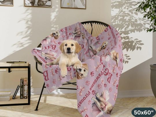 Discover Golden Retriever Personalized Blanket Dog Mom Person Gift, Custom Dog Name Blanket