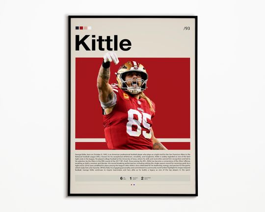 George Kittle San Francisco 49ers Football Poster, Sports Wall Art, Football Fans, Vertical Matte Poster