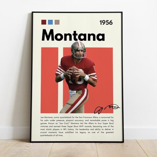 Discover Joe Montana Poster |San Francisco 49ers| Sport Poster| Football | football wall art| football poster Bedroom Sport Decor| Man's Cave| football team poster