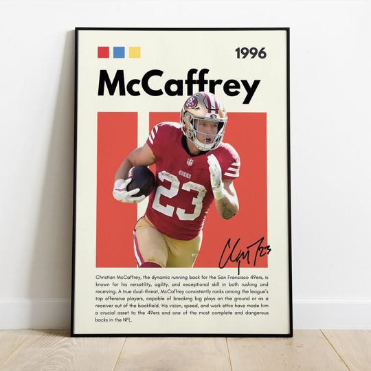 Christian McCaffrey San Francisco 49ers Football Poster - Wall Art for Bedroom & Room Decor