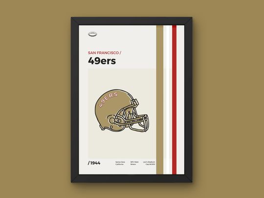 San Francisco 49ers Poster - Minimal Mid Century Modern Wall Print - football Football Collection