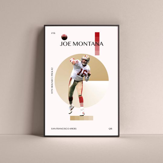 Discover Joe Montana Poster, San Francisco 49ers Art Print Minimalist Football Wall Decor For Home Living Kids Game Room Gym Bar Man Cave