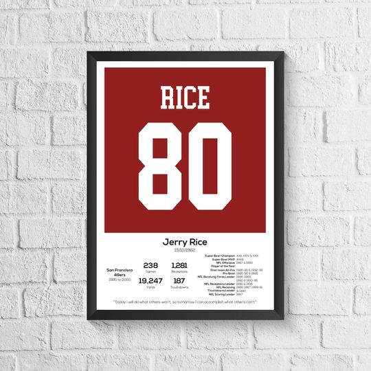 Jerry Rice Stats Print: San Francisco 49ers Legend - Football Wall Art