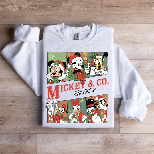 Discover Mickey & Co Christmas Sweatshirt, Vintage Disney Sweatshirt, Friends Xmas Sweater