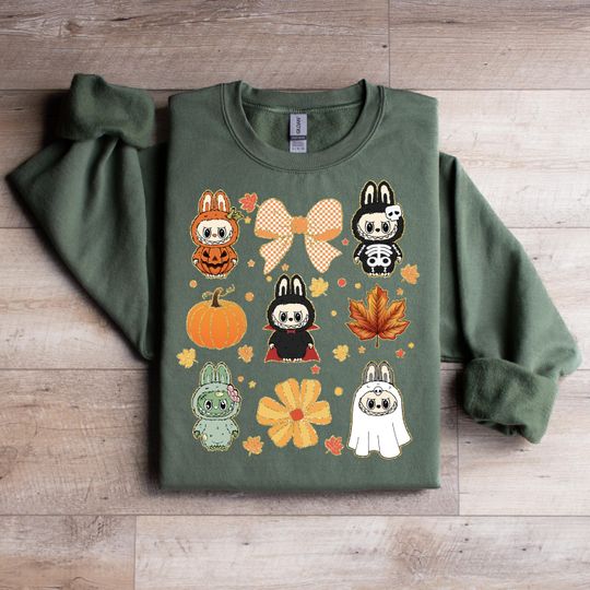 Spooky Labubu Halloween Sweatshirt, Cartoon Character Sweatshirt