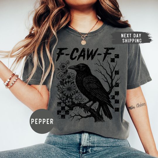 F-Caw-F Funny Crow Shirt, Black Crow Moonlit Raven Shirt, Funny Sassy Raven Lover Gift