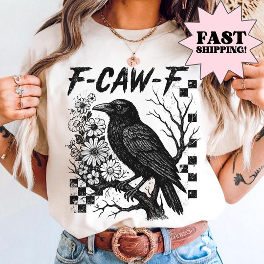 Discover Halloween Shirt, F Caw F Crow Shirt, Raven Tshirt, Fall Shirt, Pumpkin Spice Scary Halloween Tee, Funny Sarcastic Shirt