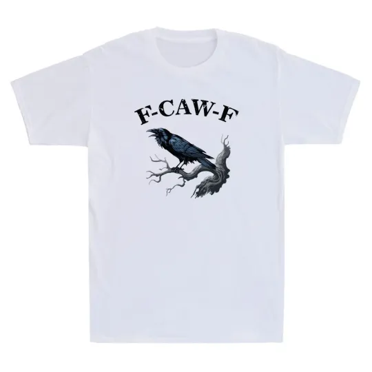 Black Crow FCAWF F F-Caw-F Funny Gothic Crow Graphic Men's Short Sleeve T-Shirt