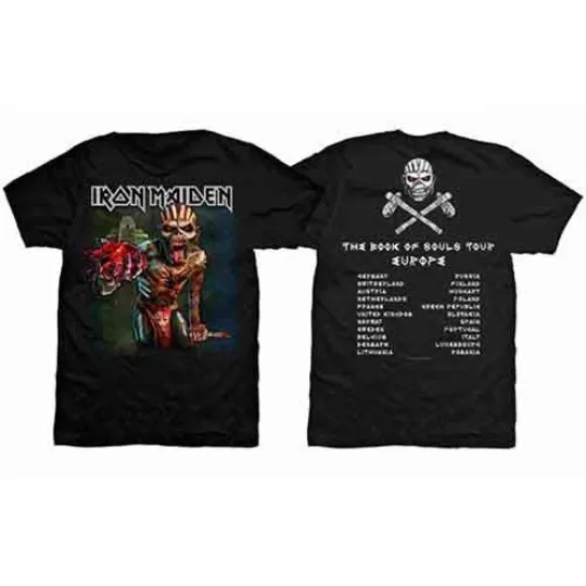 Discover Iron Maiden Men's Book of Souls Tour 2016 Double-Sided T-Shirt Black